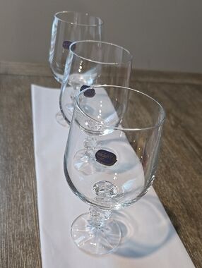 Czech Bohemian Claudia Crystal Wine Glasses Set Of 3 11oz